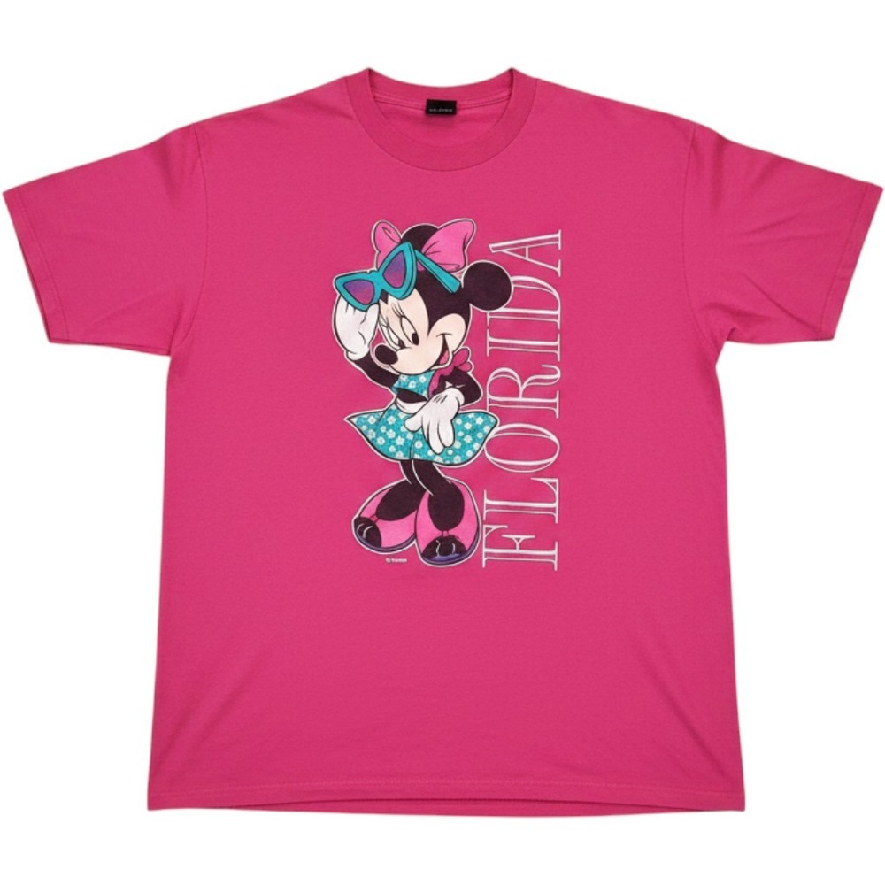 Vintage Mickey Unlimited Velva Sheen Minnie Mouse‎ Florida Pink T-Shirt Large L